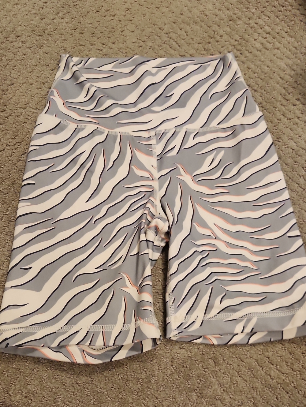 Yogalicious Women’s High-Waist Zebra Print Workout Shorts — S